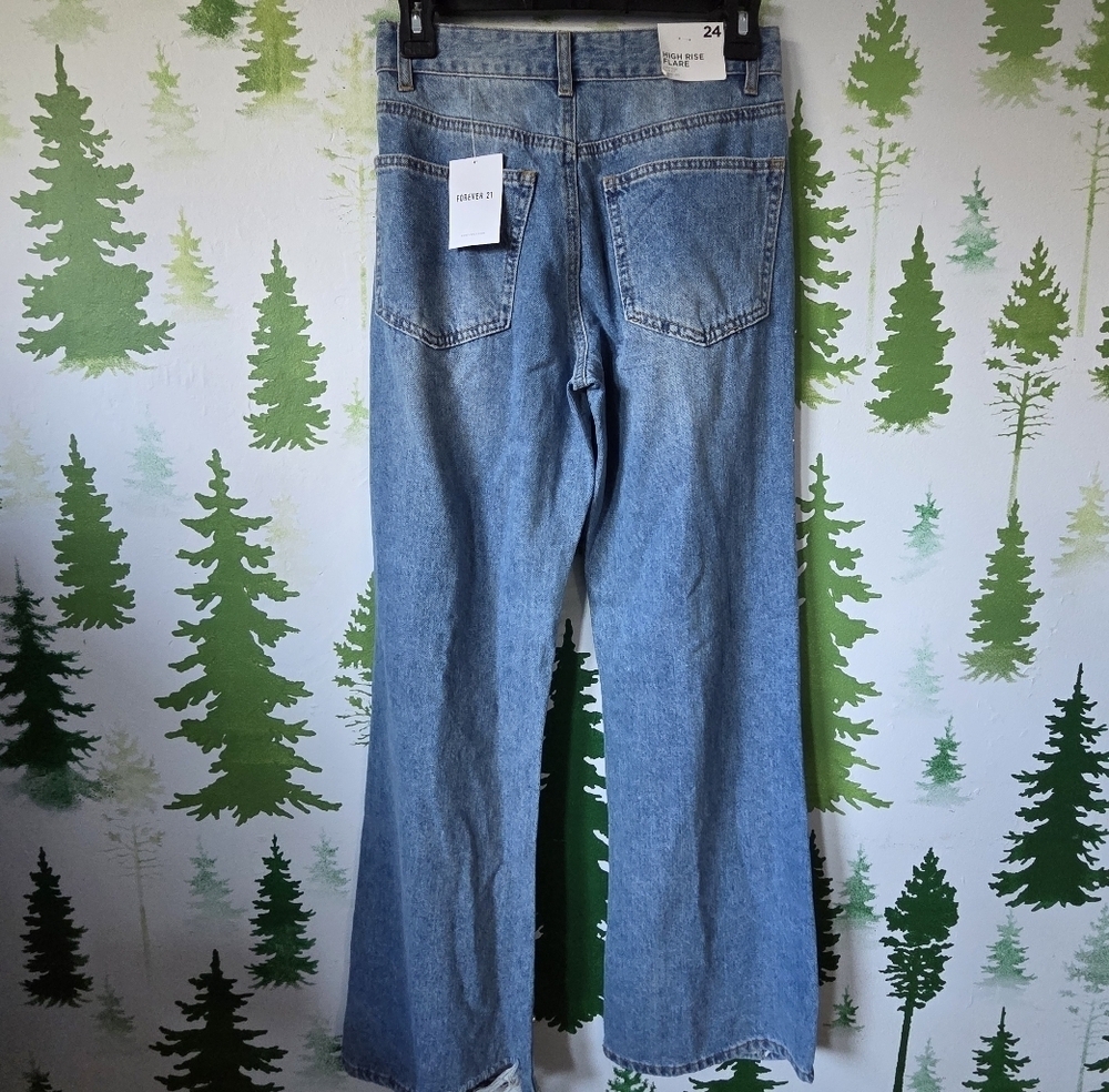 Embellished Slim Fit Flared Blue Jeans - Picture 2 of 10